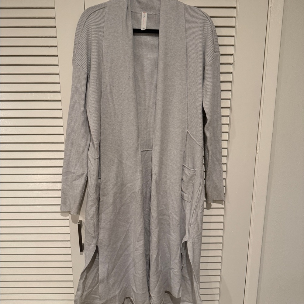 Gray Open Front Cardigan